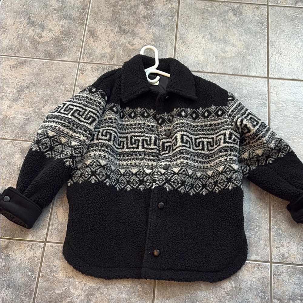 Ladies Black Gray Patterned Jacket